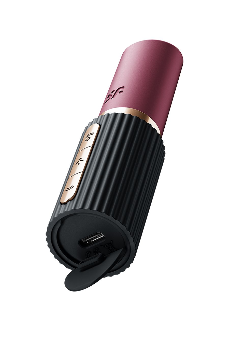 Мини-вибратор с 3D пульсацией в виде помады Satisfyer Deep Kiss с USB-C зарядкой, чёрный, 11,4 см (арт. 4083247)