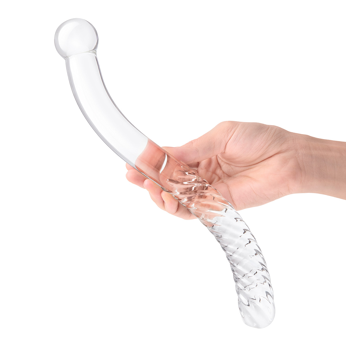 Изящный фаллоимитатор с рельефом 11 in Glass Pelvic Wand Double Ended