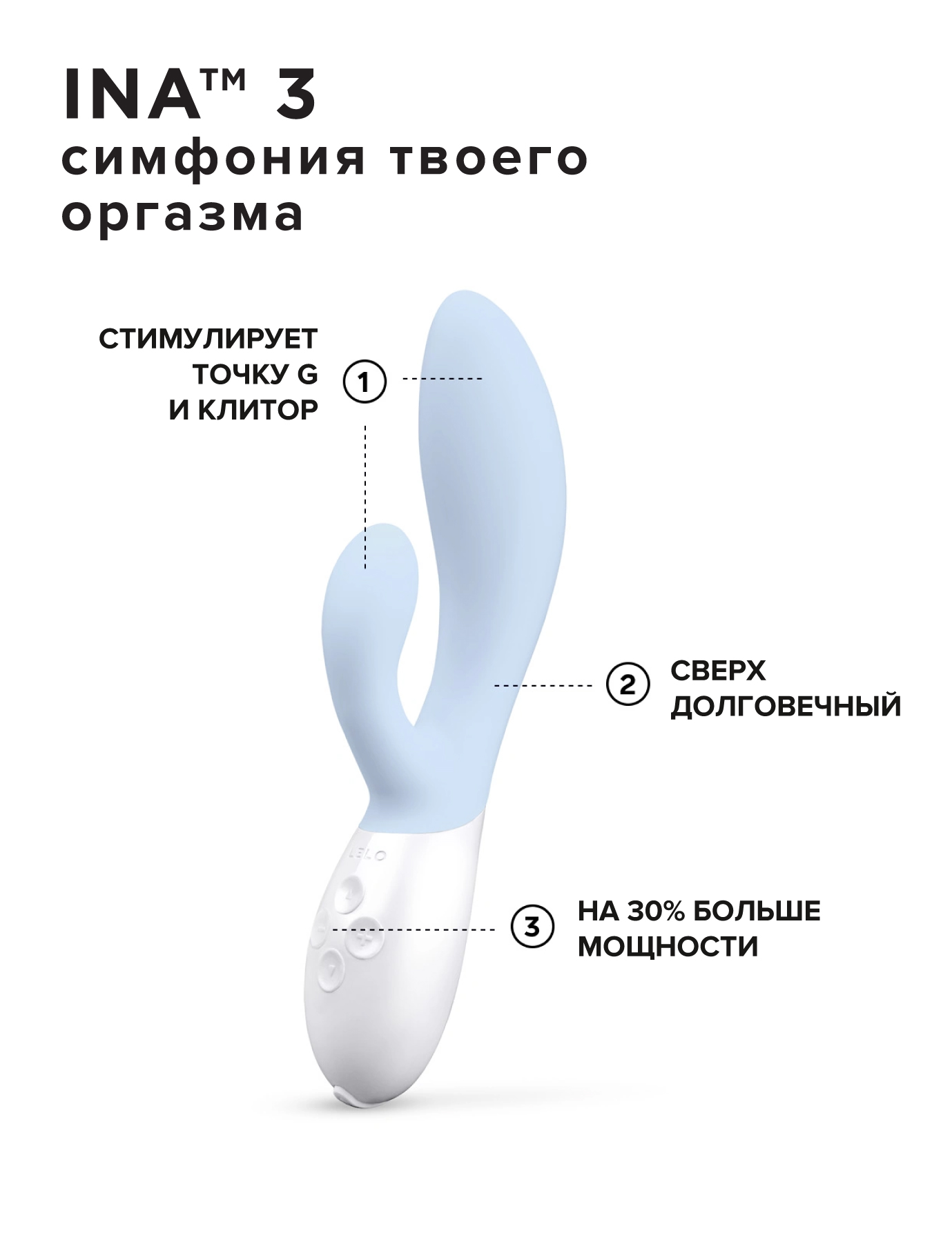 Lelo Ina 3 - вибратор кролик, 11х3.7 см