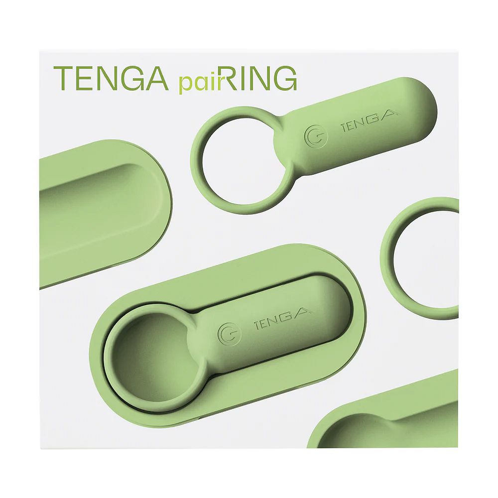Эрекционное кольцо Tenga paiRING с вибрацией, лайм