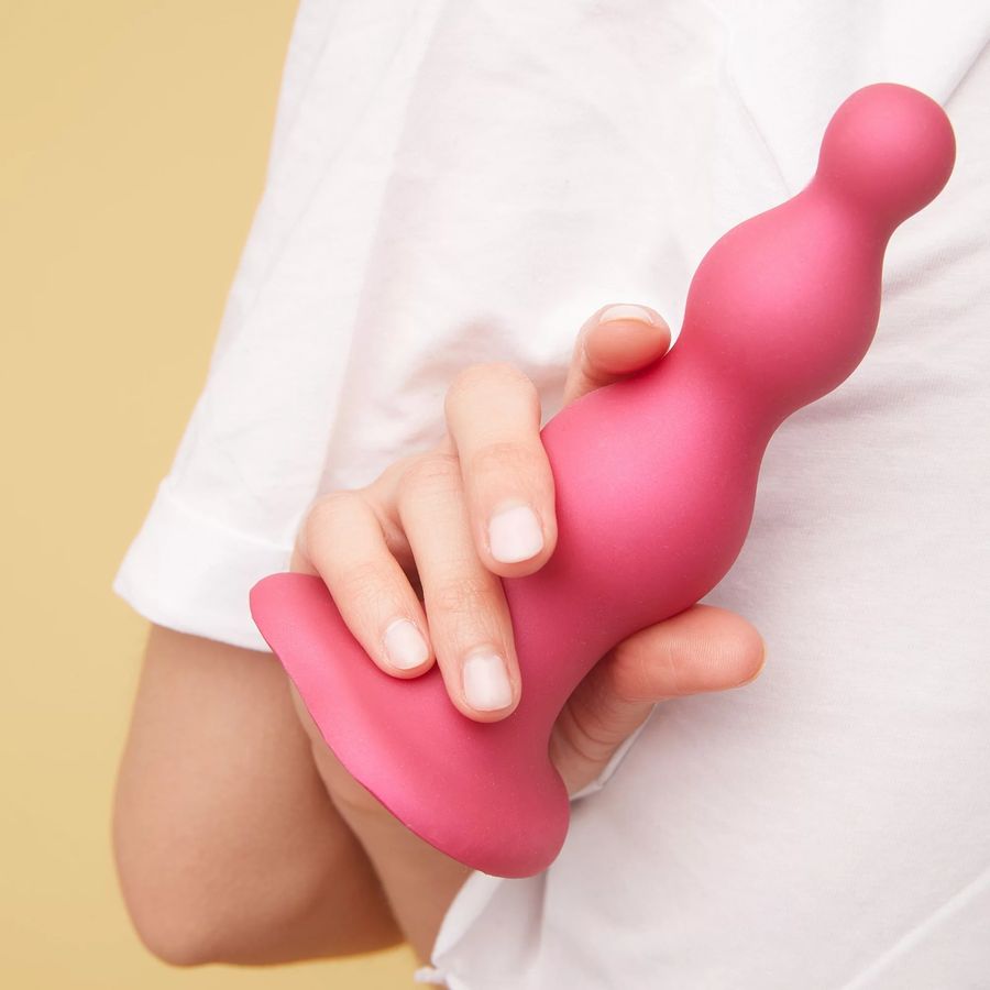 Фаллоимитатор Strap-On-Me Dildo Plug Beads Framboise металлик M, 15 см