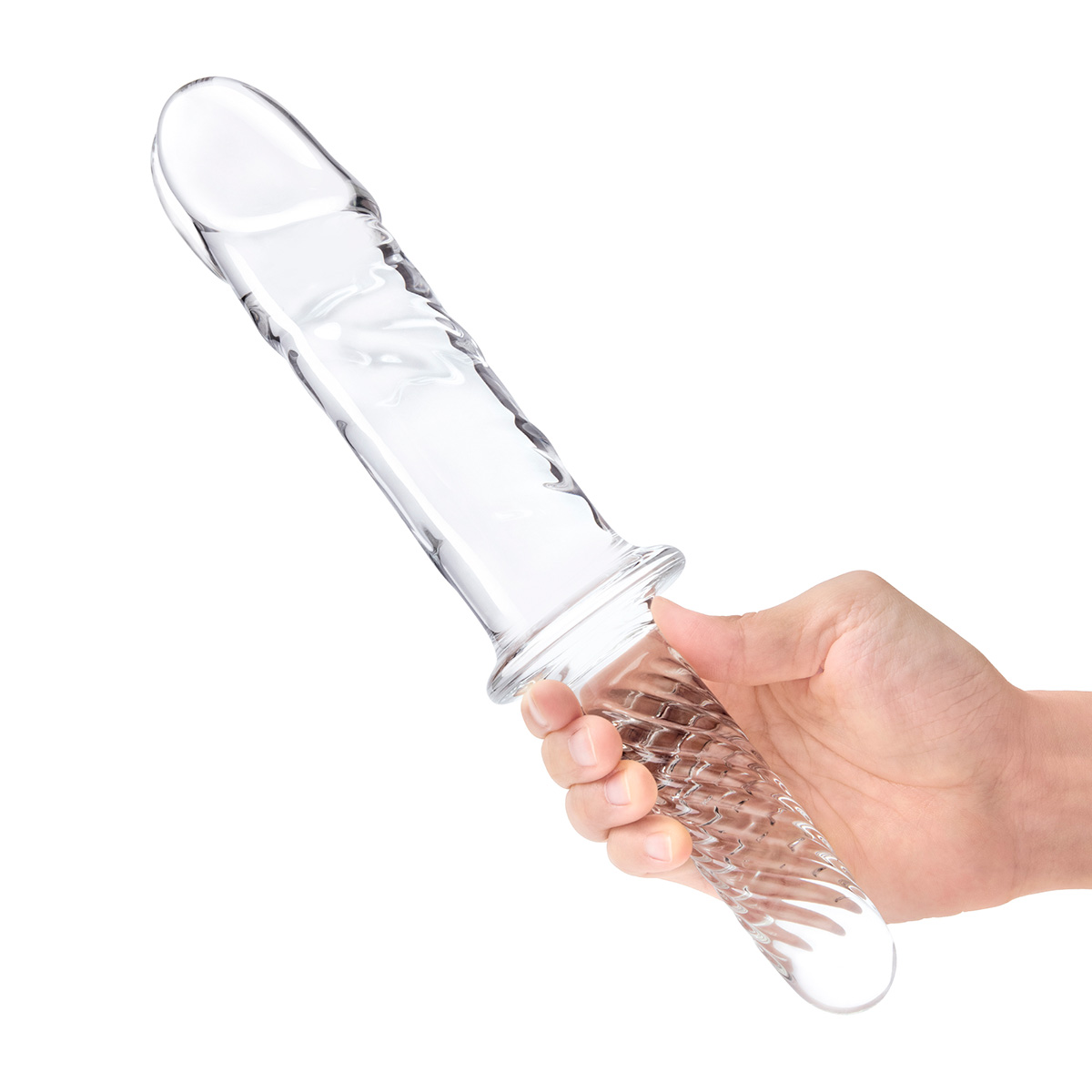 Стеклянный фаллоимитатор двусторонний 11 in Girthy Cock Double Ended With Handle