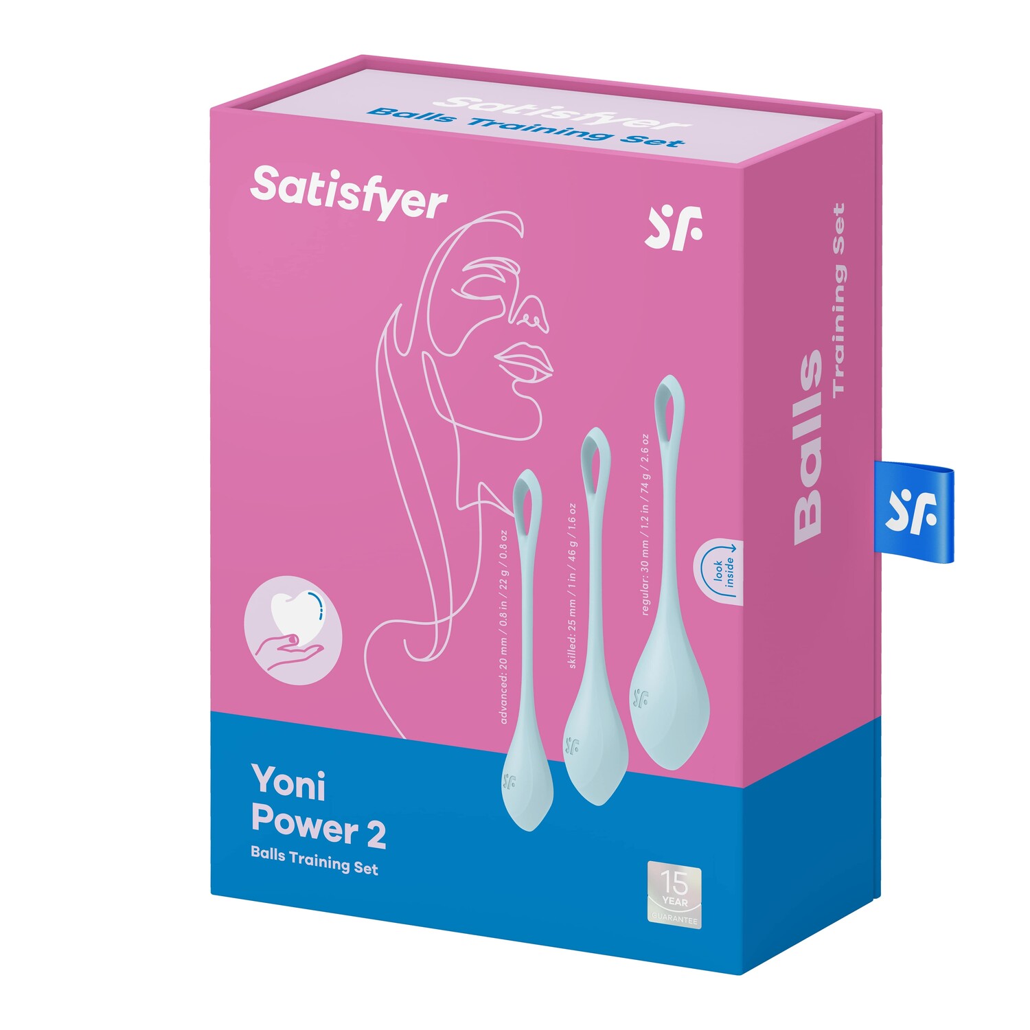 Набор одинарных вагинальных шариков Satisfyer Yoni Power 2, голубой