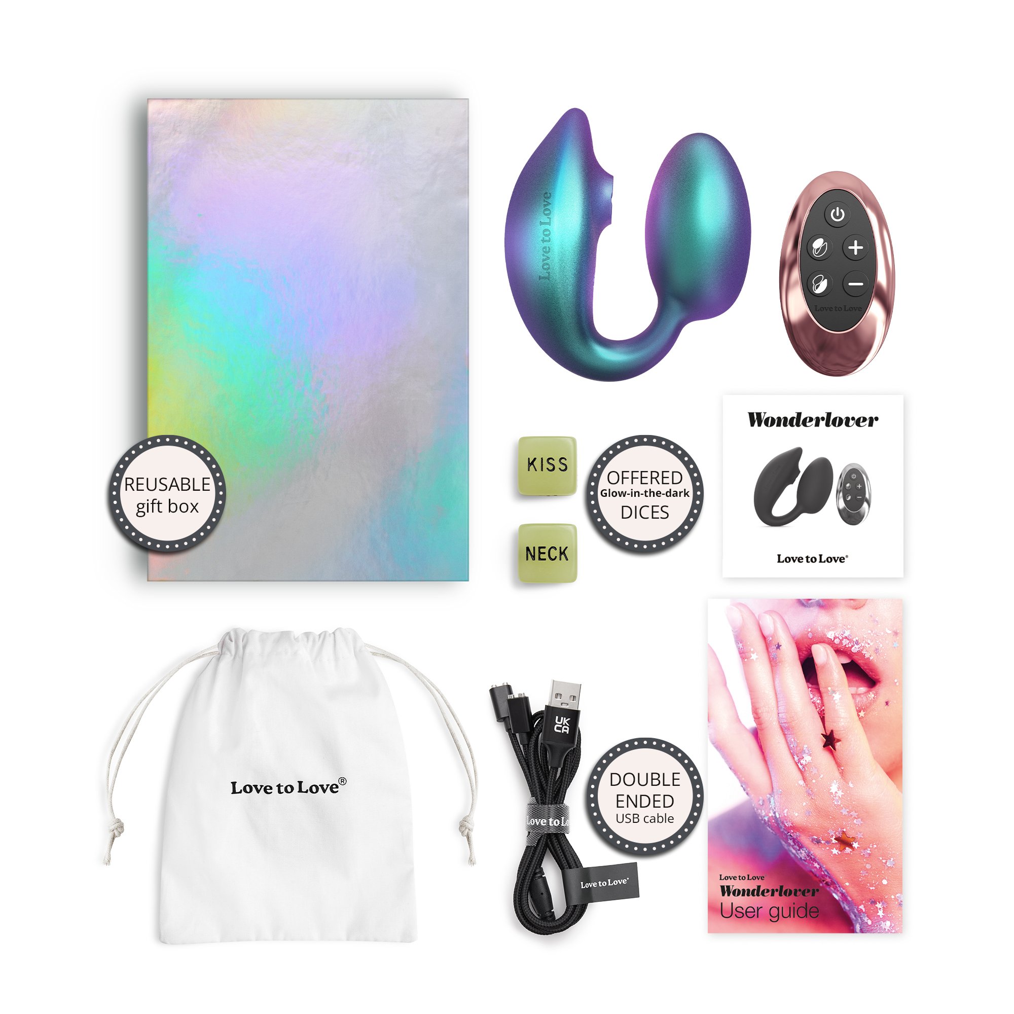 Cтимулятор клитора и зоны G с пультом для пары Love to love WONDERLOVER - IRIDESCENT TURQUOISE (арт. 6033166)