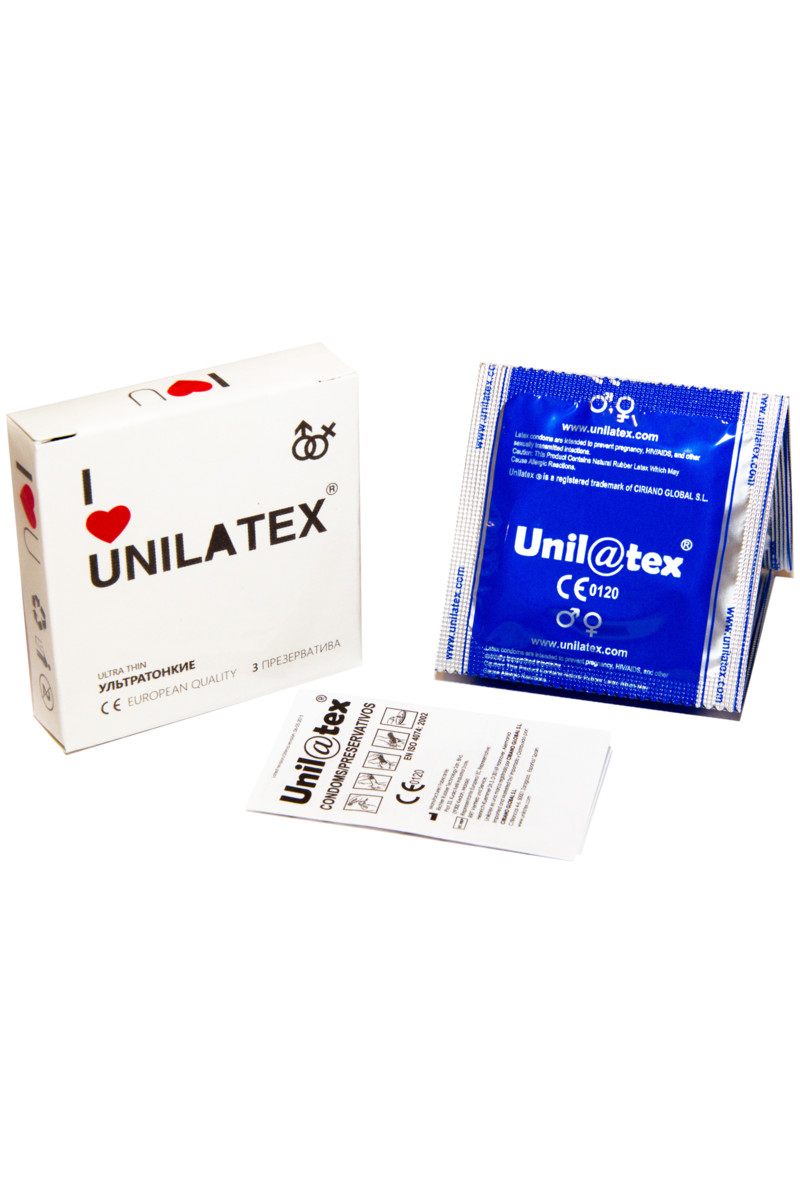 Презервативы Unilatex Ultrathin, латекс, ультратонкие, 19 см, Ø 5,4 см