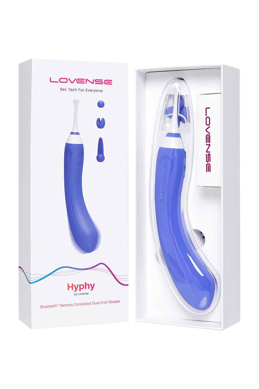 Двусторонний вибратор LOVENSE Hyphy с клиторальным стимулятором, фиолетовый, 21,6 см (арт. LE-15)