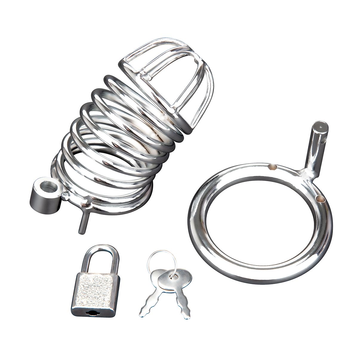 Металлическая клетка с замком для сексуальных пыток члена Deluxe Chastity Cage
