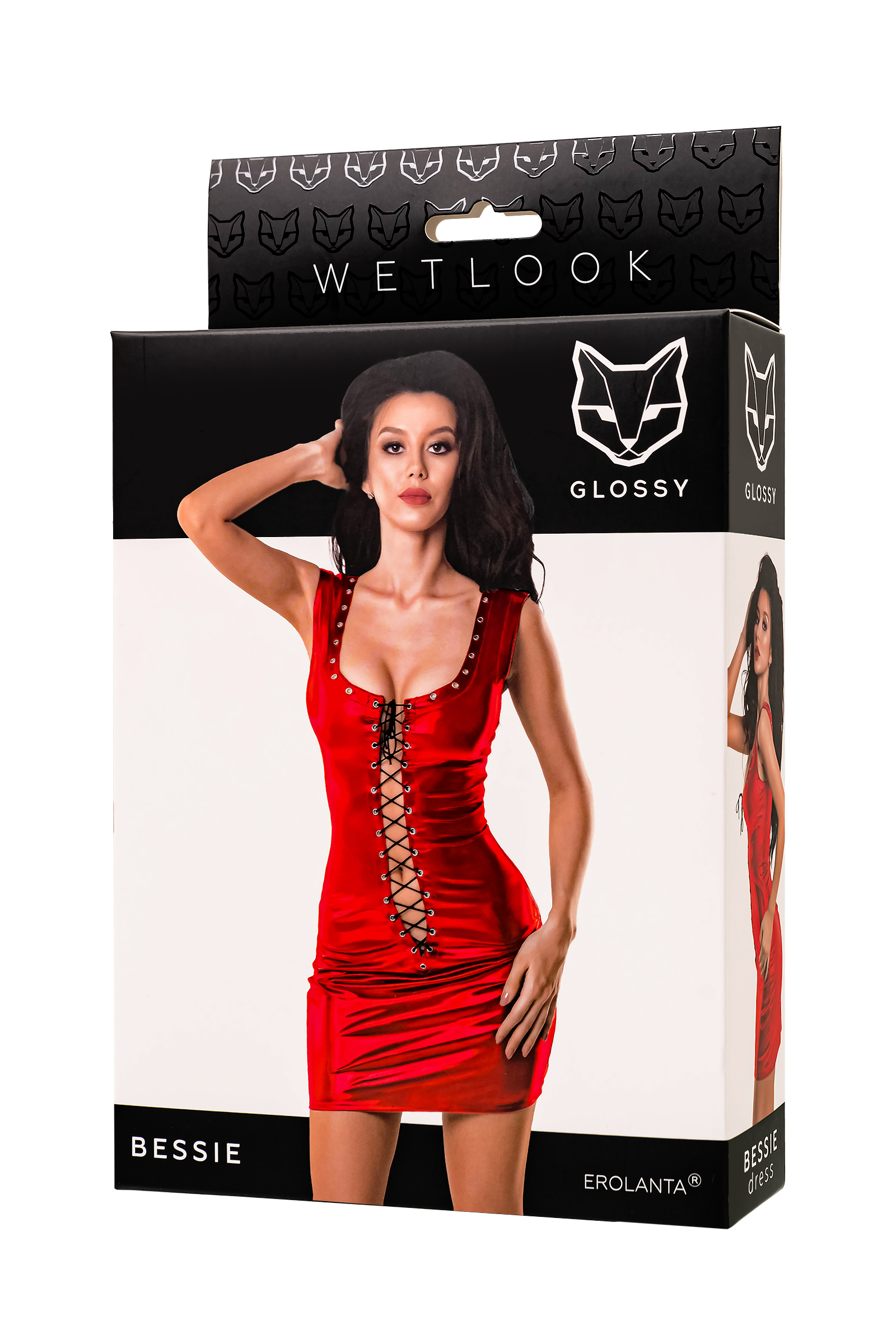 Платье Glossy Bessie из материала Wetlook, красный, M