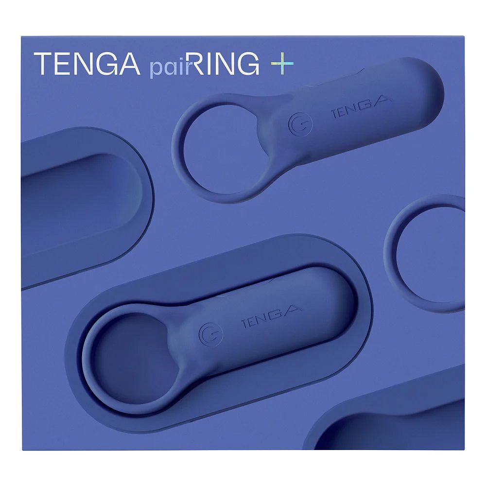 Эрекционное кольцо Tenga paiRING+ с усиленной вибрацией, индиго