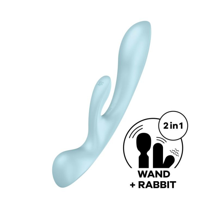 Гибкий вибратор-кролик 2 в 1 Satisfyer Triple Oh, голубой, 24 см (арт. 4018225)