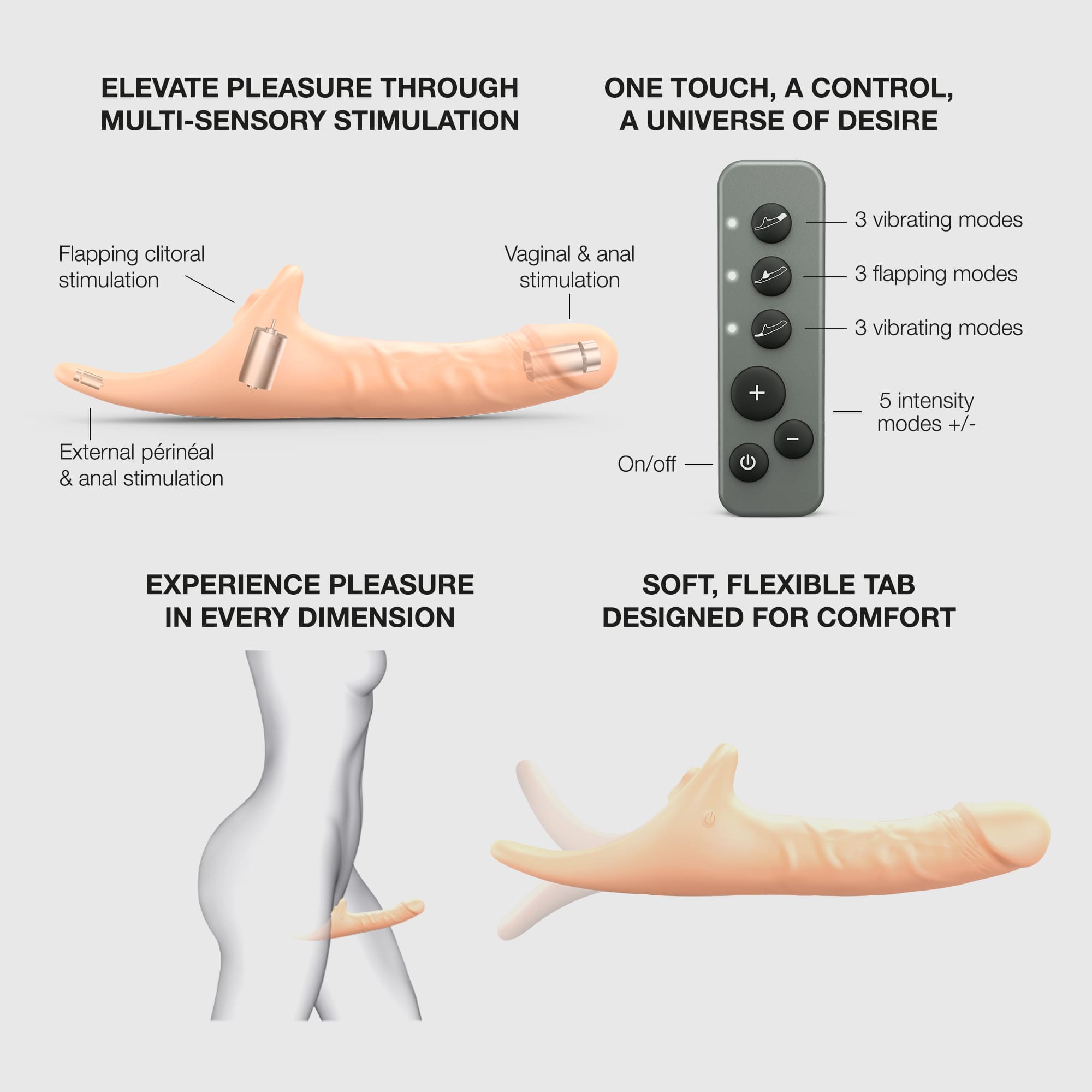 Фаллоимитатор Strap-on-me MULTI ORGASM REALISTIC DILDO с стимуляцией клитора и вибрацией L, телесный
