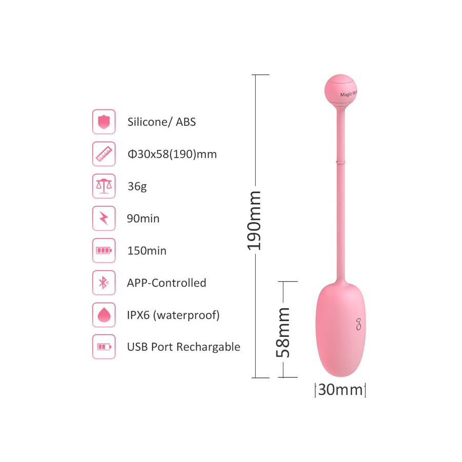 Тренажер Кегеля Magic Motion Kegel Coach, розовый, 19 см, Ø 3 см (арт. 861090)