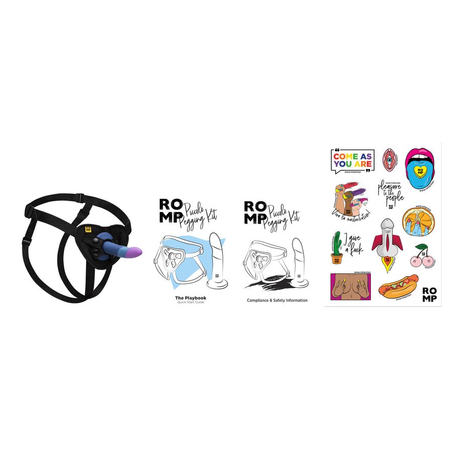 Страпон Romp Piccolo Pegging Kit: фаллоимитатор + пояс, 14 см (арт. RPSO1SG9)