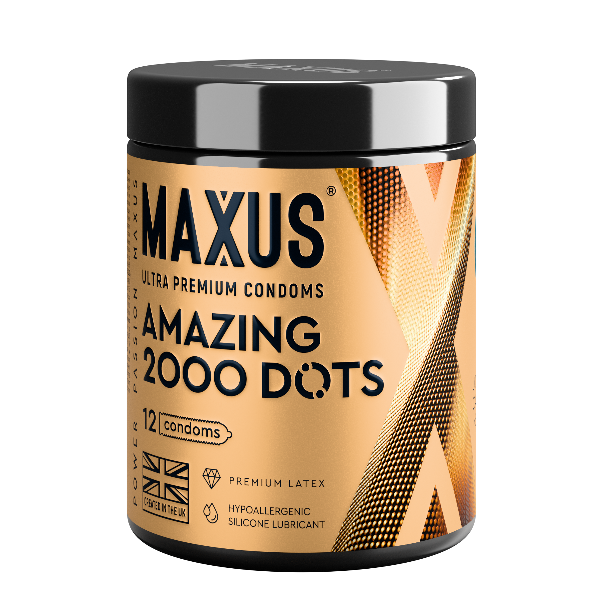Презервативы MAXUS 2000 Amazing Dots №12 с железным кейсом, точечные, 12 шт
