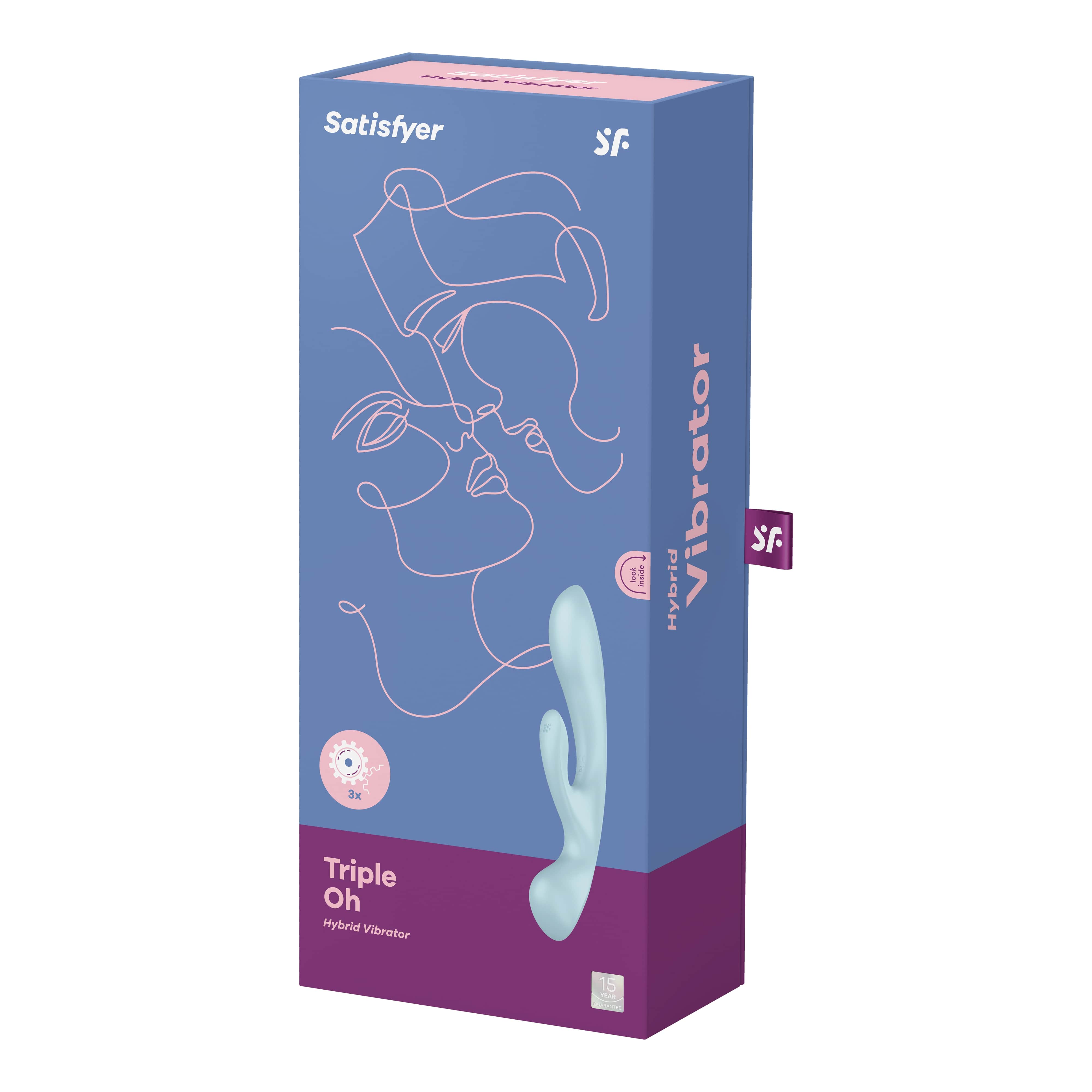 Гибкий вибратор-кролик 2 в 1 Satisfyer Triple Oh, голубой, 24 см (арт. 4018225)