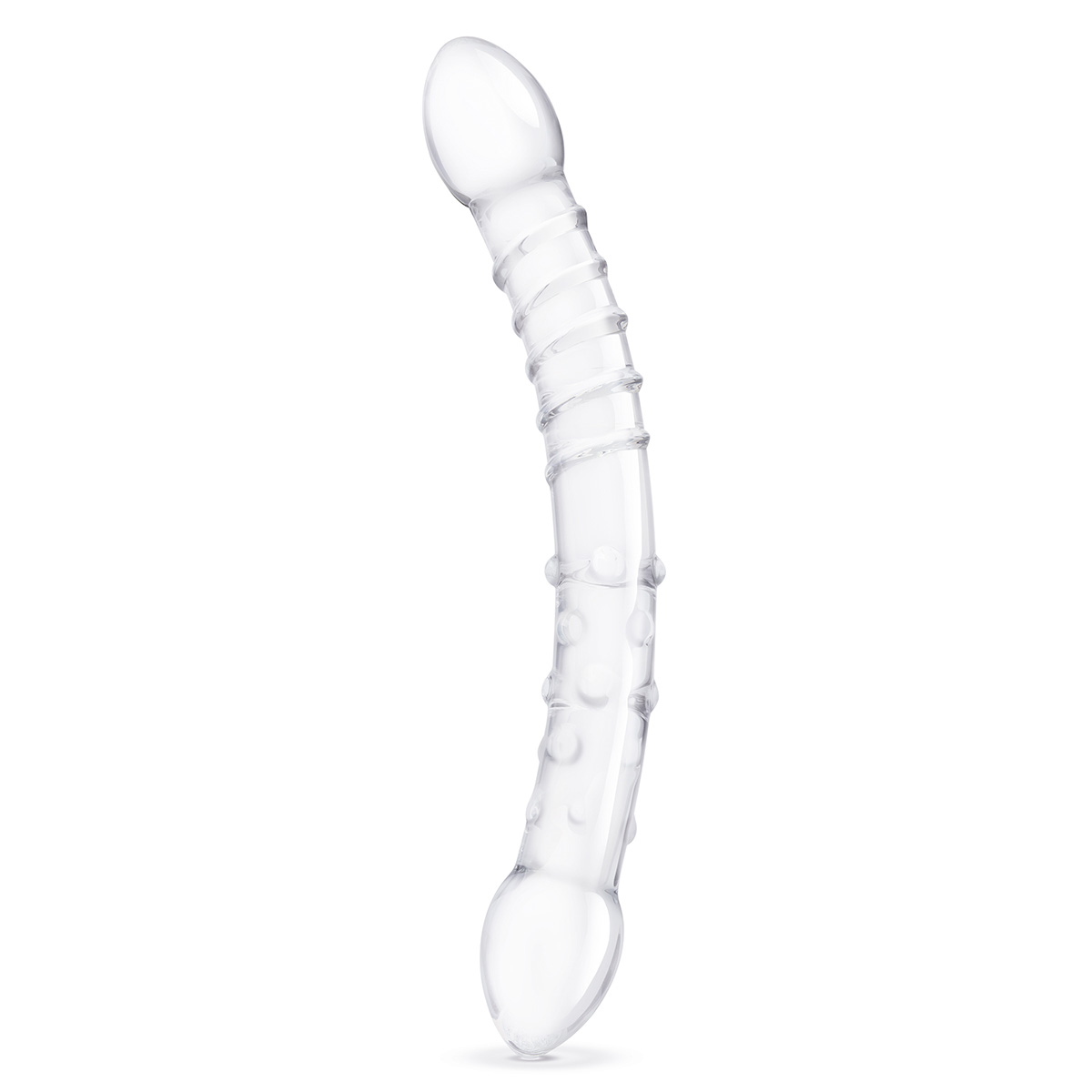 Фаллоимитатор двусторонний прозрачный текстурный 12 in Girthy Double Trouble Glass Dildo