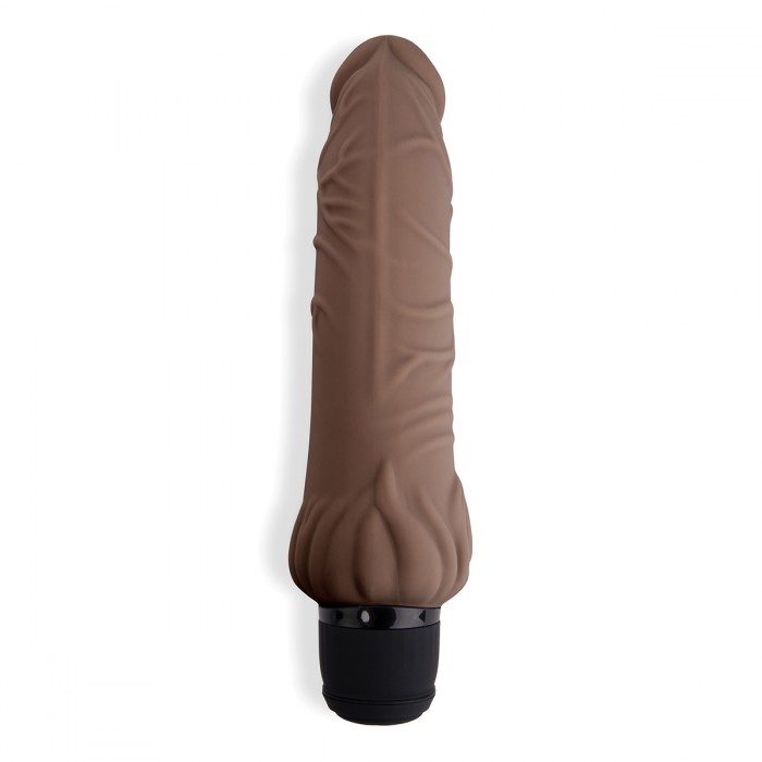 Реалистичный коричневый вибратор с клиторальным стимулятором 7" Realistic Vibrator