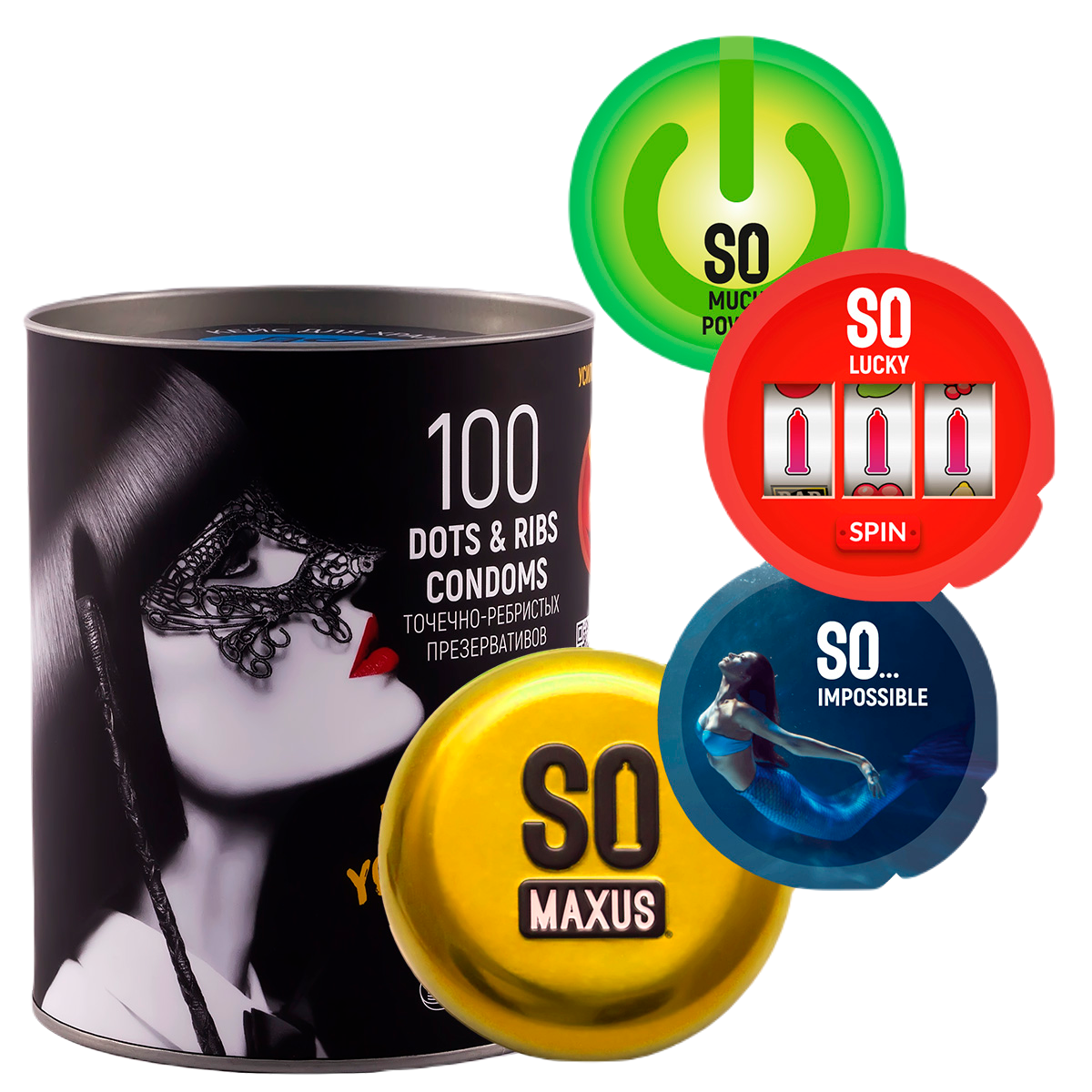 Презервативы MAXUS SO MUCH SEX SPECIAL в черном тубусе, точечно-ребристые, 100 шт