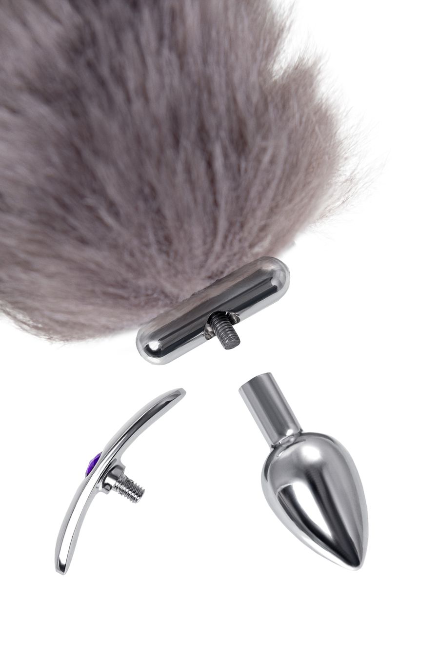 Анальная втулка с хвостом и ушки Metal by Toyfa, металл, серебристая, 44,4 см (арт. 712030)