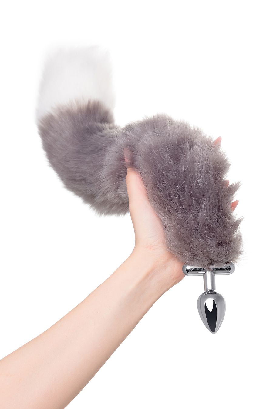 Анальная втулка с хвостом и ушки Metal by Toyfa, металл, серебристая, 44,4 см (арт. 712030)