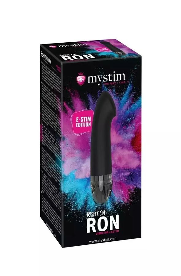 Вибратор Mystim Right on Ron с электростимуляцией, черный, 16,5 см (арт. 46541)