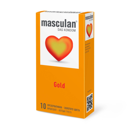Презервативы Masculan Золото (Gold) золотого цвета, с ароматом ванили 10 шт