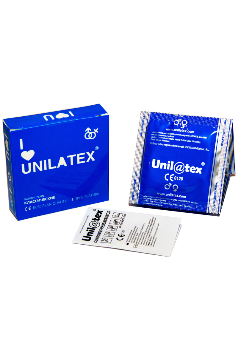 Unilatex Natural Plain презервативы гладкие, латекс, 19 см, Ø 5,4 см