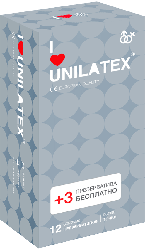 Презервативы точечные Unilatex Dotted 12+3 шт