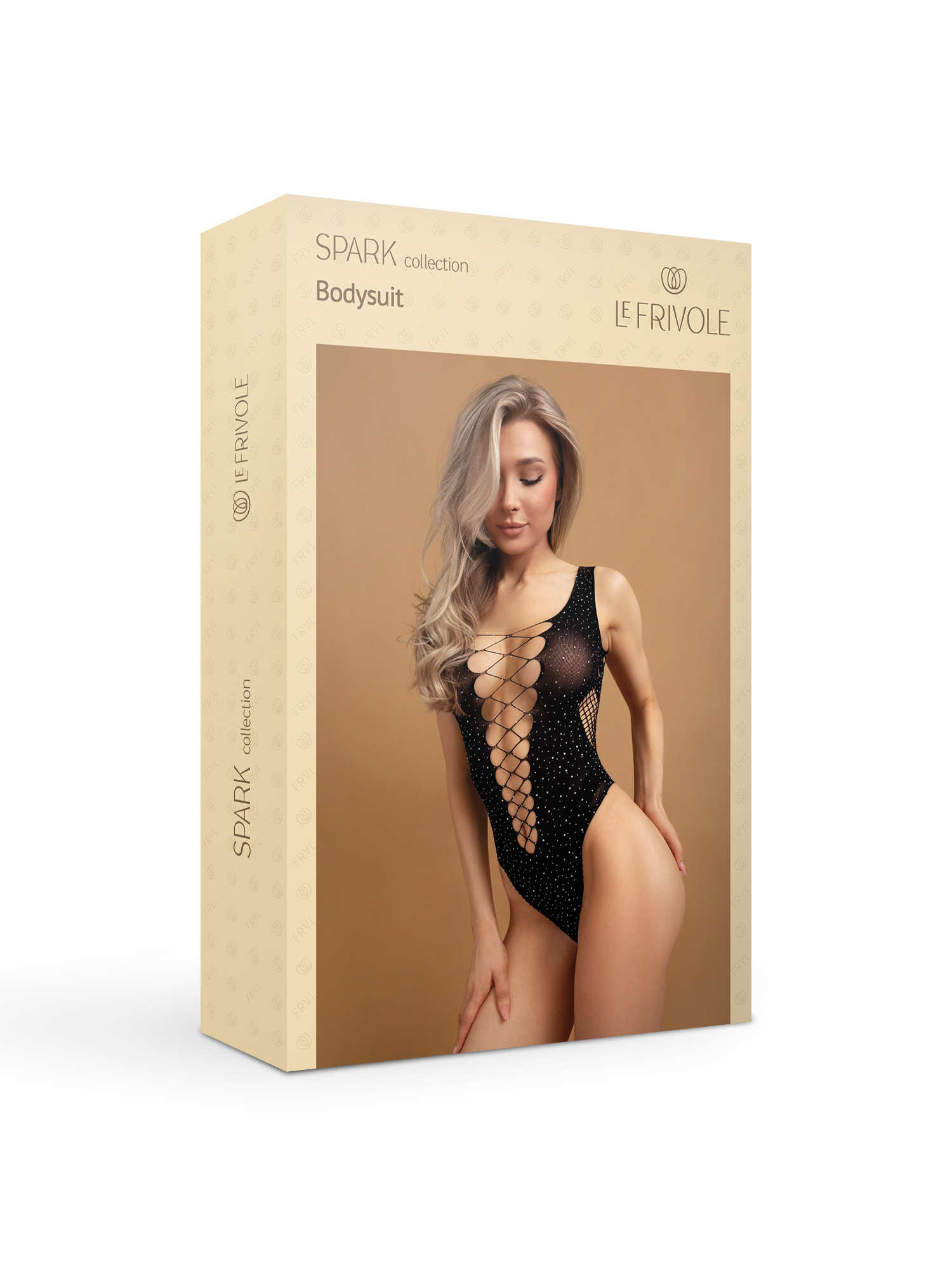 Боди черное LeFrivole с вырезами на животе искрящееся старазами (арт. 06740)