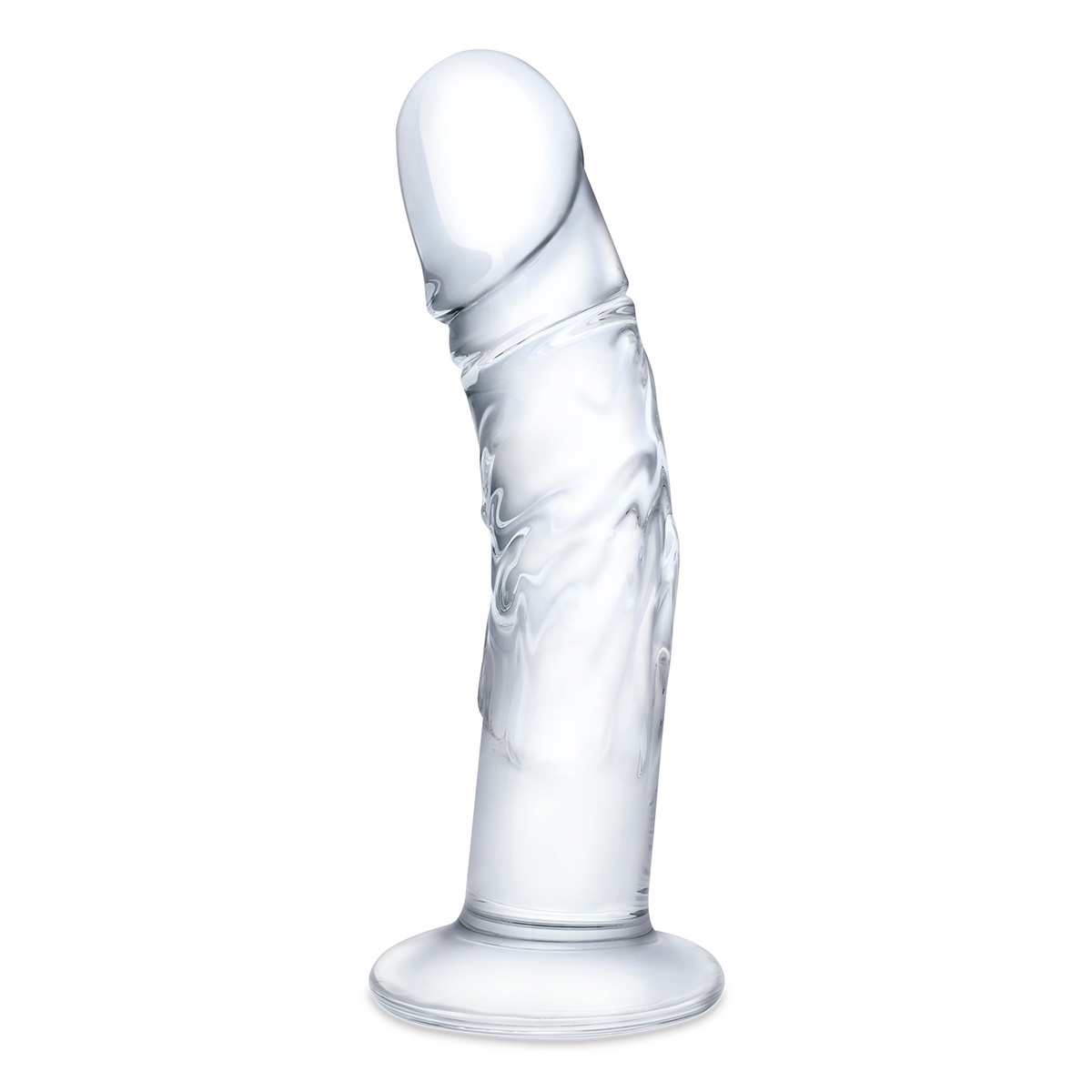 Реалистичный по форме фаллоимитатор из стекла 7" Curved Realistic Glass Dildo With Veins