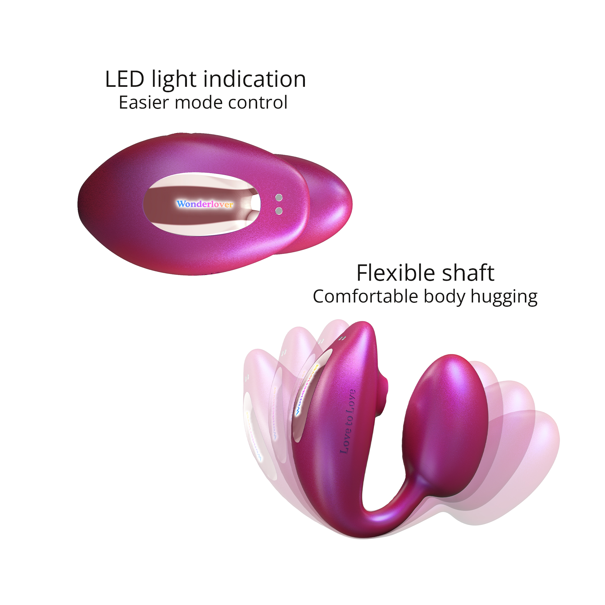Cтимулятор клитора и зоны G с пультом для пары Love to love WONDERLOVER - IRIDESCENT BERRY