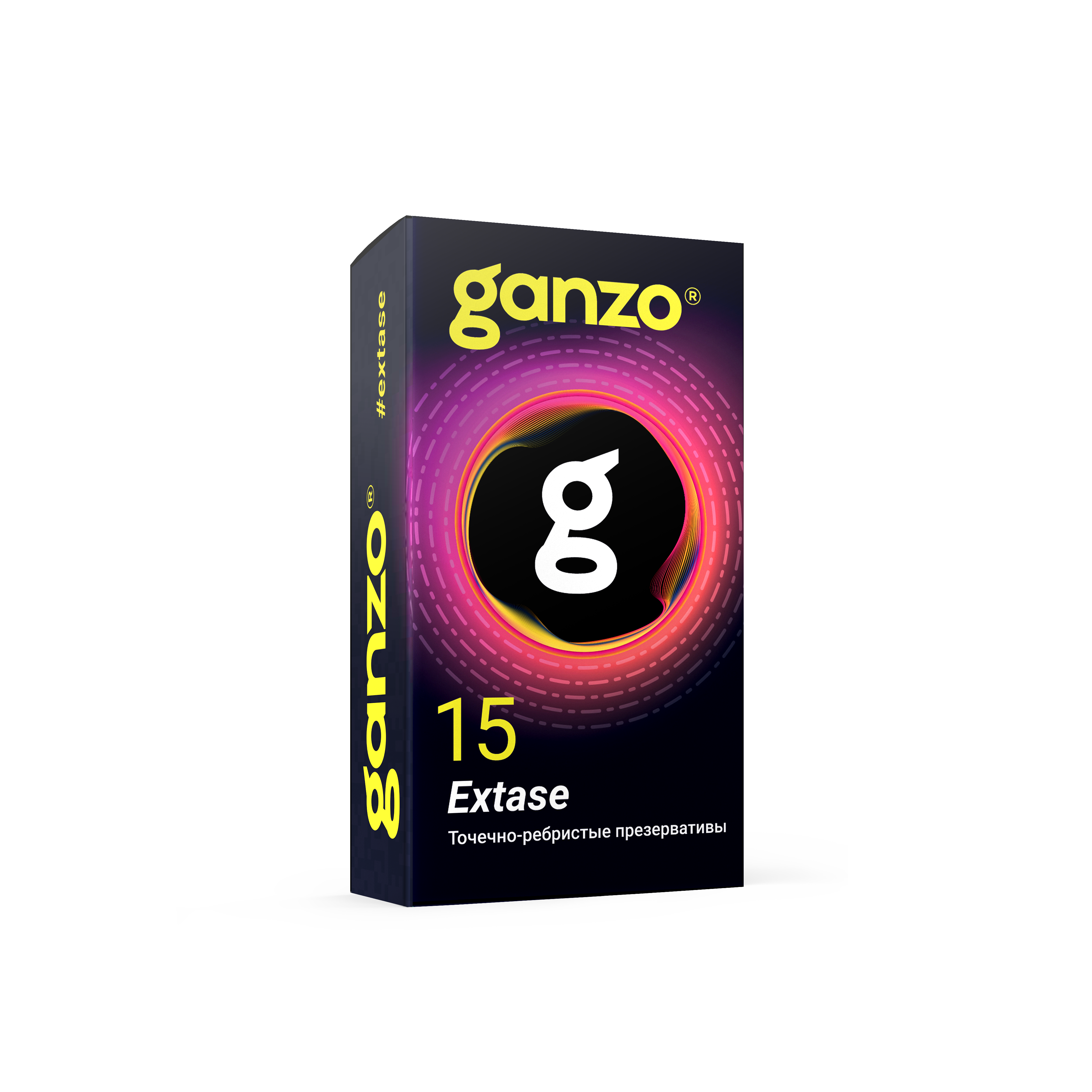 Презервативы Ganzo Extase, с точечно-ребристой поверхностью, анатомической формы, латекс, 18см, 15шт