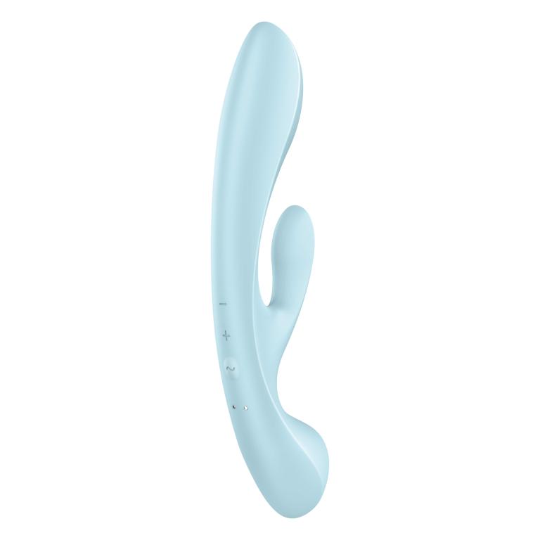 Гибкий вибратор-кролик 2 в 1 Satisfyer Triple Oh, голубой, 24 см (арт. 4018225)