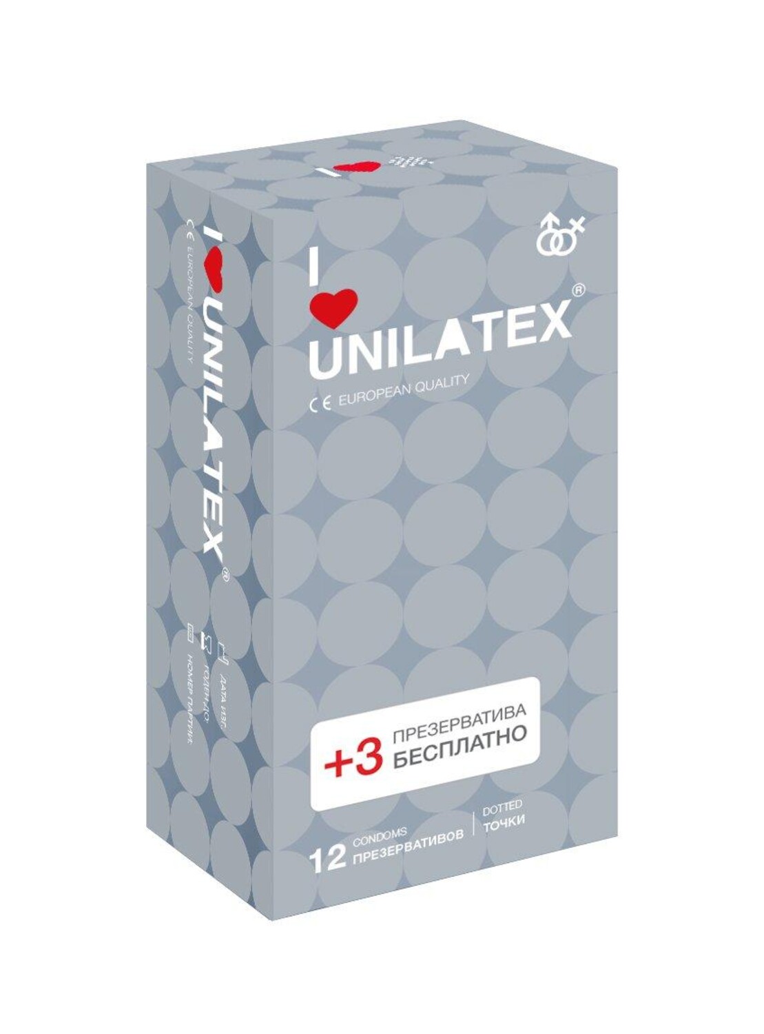 Презервативы Unilatex Dotted, латекс, 19 см, Ø 5,4