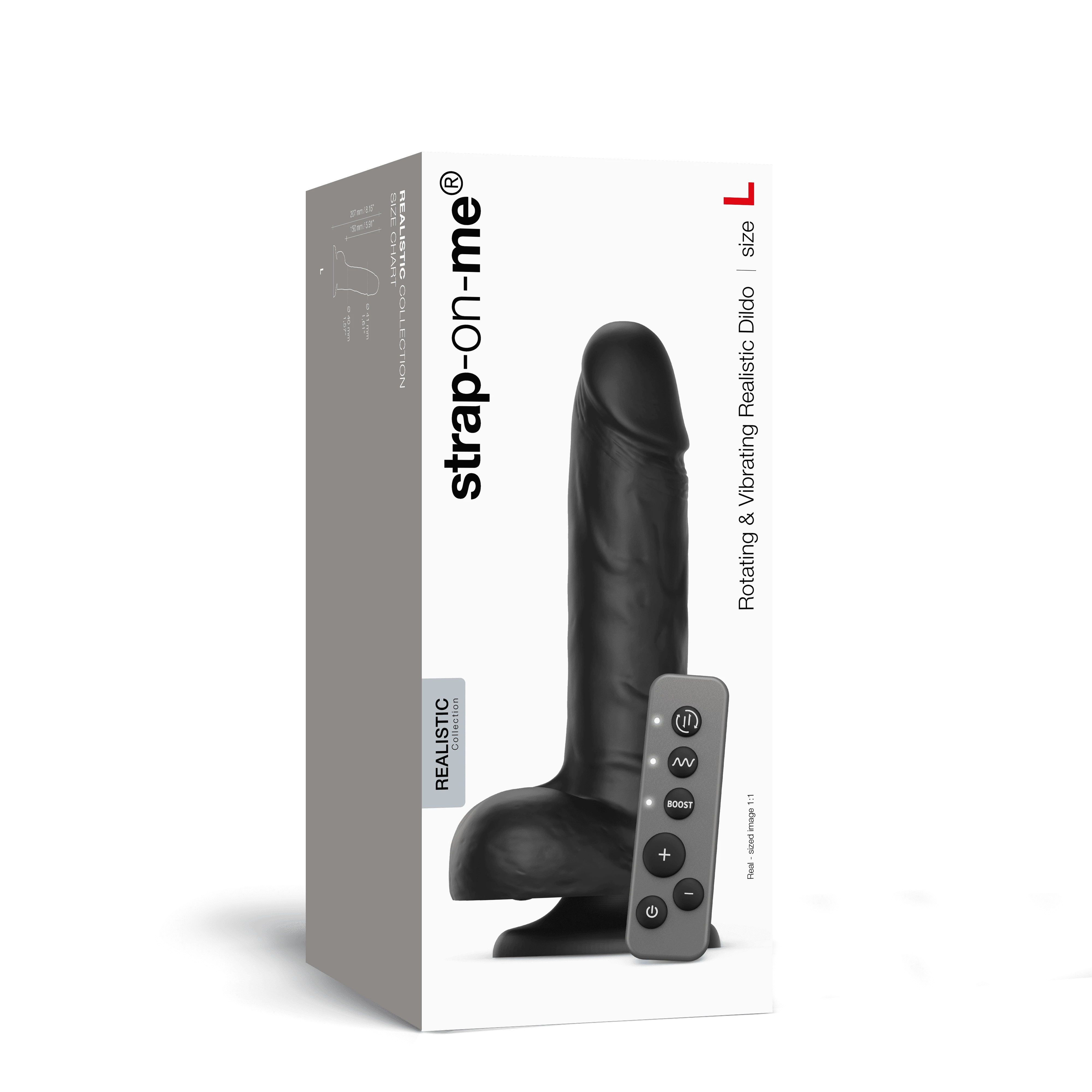 Фаллоимитатор Strap-on-me ROTATING & VIBRATING REALISTIC DILDO с вращением и вибрацией L, черный