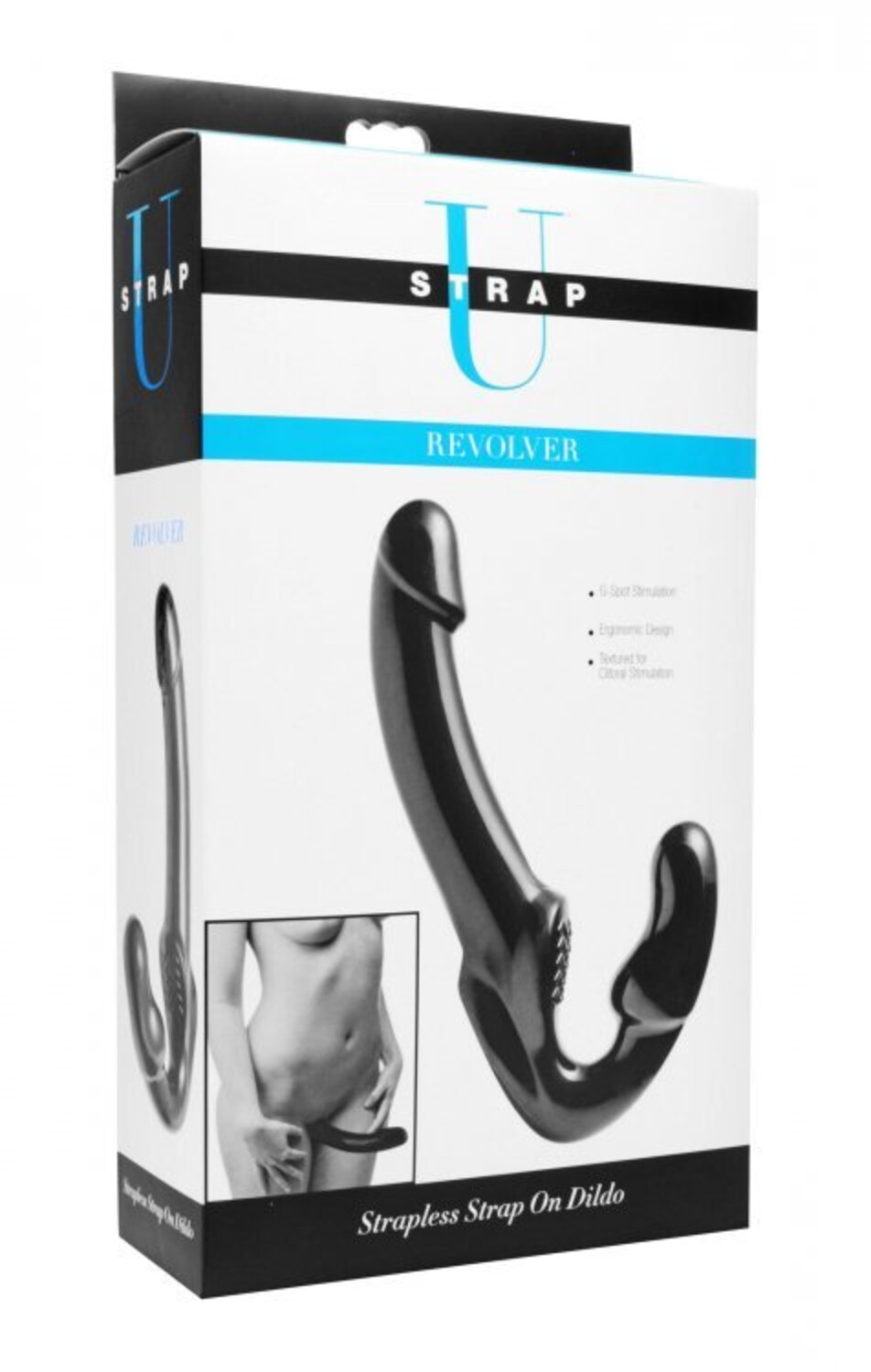 Эргономичный Безремневой страпон Strap U черный Revolver Strapless Strap On G-Spot Dildo