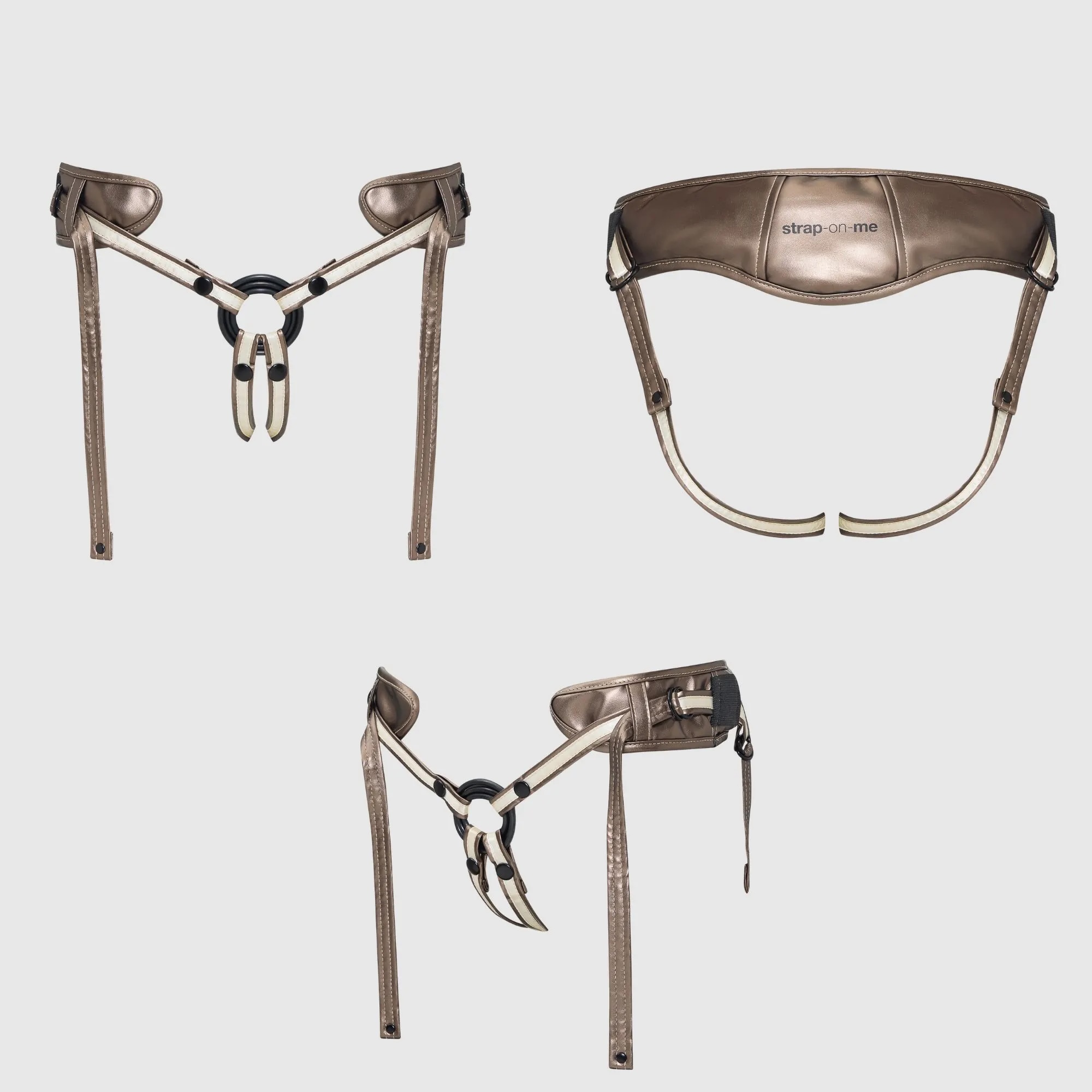 Пояс для страпона Strap-on-me LEATHERETTE HARNESS DESIROUS - NEW DESIGN, бронзовый