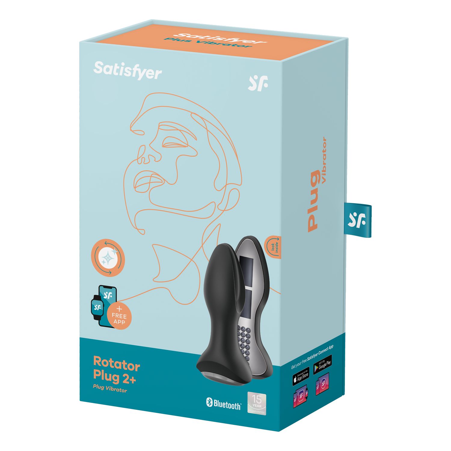 Анальная пробка с вибрацией и ротацией Сатисфайер Ротейтор Плаг 2+ (Satisfyer Rotator Plug 2+), черный, 13,5 см, Ø 3,9 см (арт. 4003160)