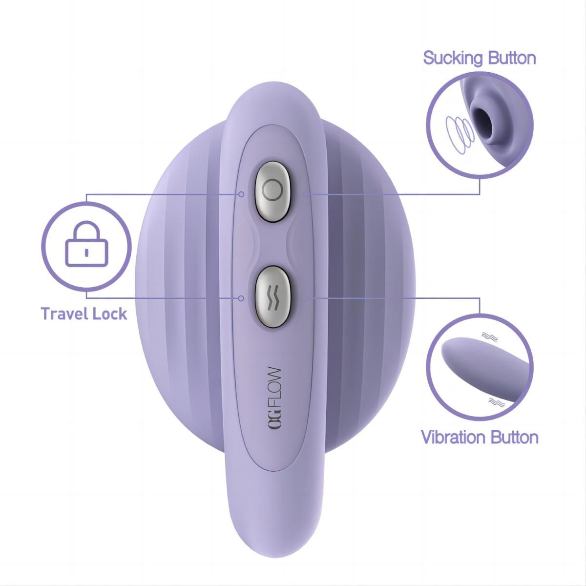 Сиреневый вакуумный стимулятор клитора и G-точки OG Flow Bean Vibrator