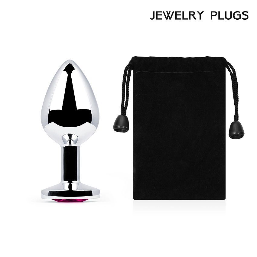 Silver plug medium (втулка анальная), l 82 мм, d 34 мм, вес 90г, цвет кристалла рубиновый, арт. sm-1