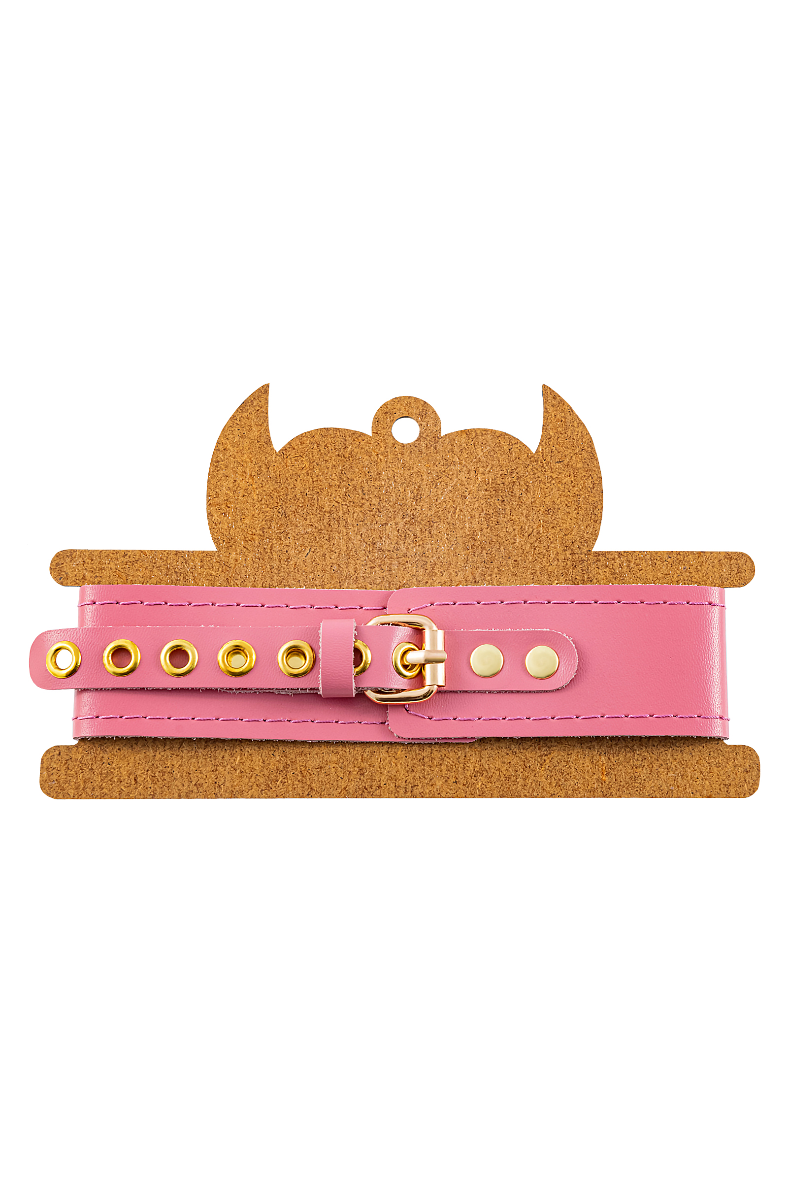 Ошейник Pecado BDSM, однослойный с прошивкой, натуральная кожа, розовый