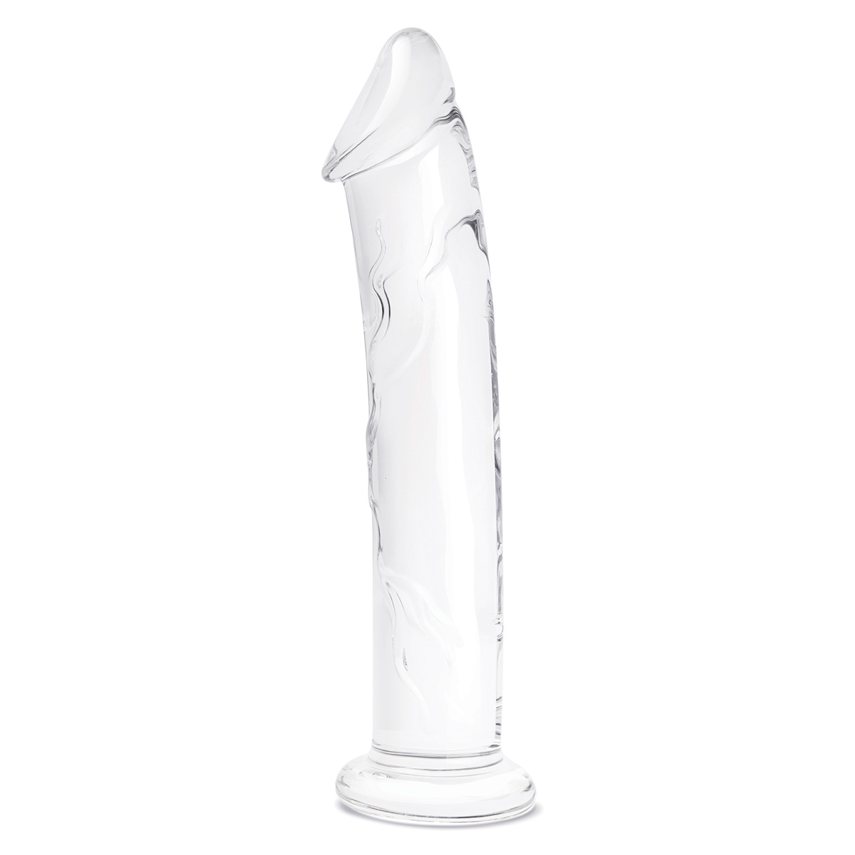 Рельефный большой стимулятор из стекла 12 in Glass Dildo With Veins & Flat Base