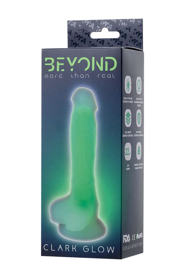 Фаллоимитатор, светящийся в темноте, Beyond by Toyfa, силикон, прозрачный (различные цвета в ассортименте)