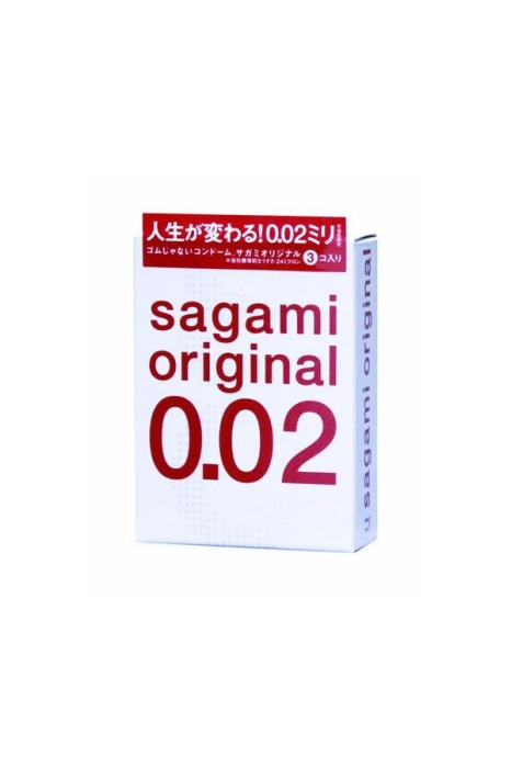 Презервативы Sagami, original 0.02, полиуретан, 19 см, 5,8 см, 3 шт (арт. 143242)