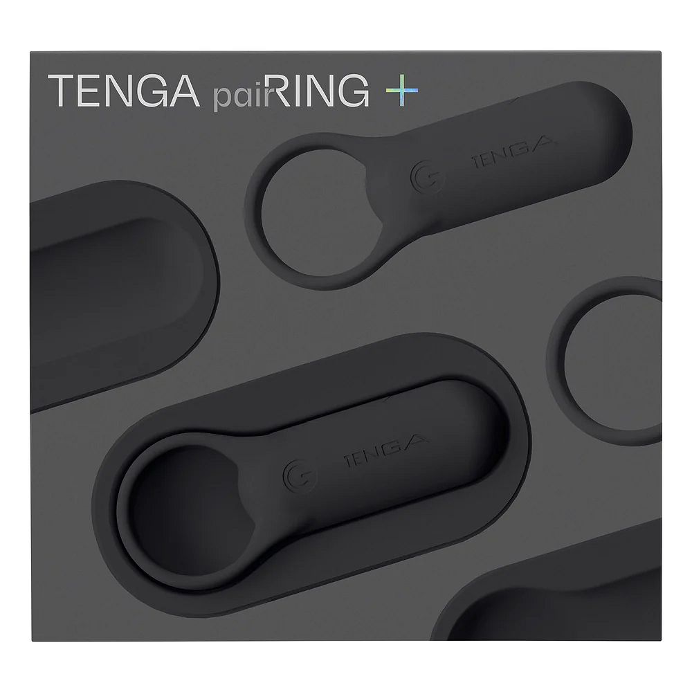 Эрекционное кольцо Tenga paiRING+ с усиленной вибрацией, черное