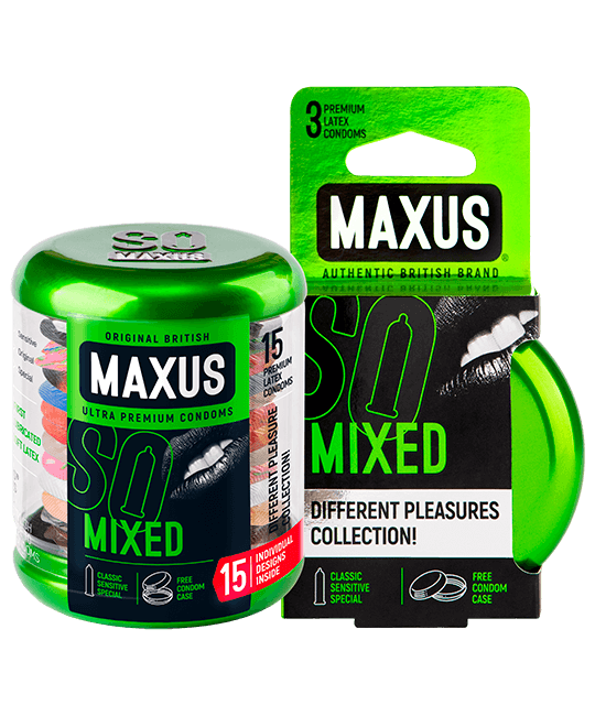 Презервативы Maxus набор Mixed, латекс, 18 см, Ø 5,3, 15 шт, железный кейс (арт. 0901-014)