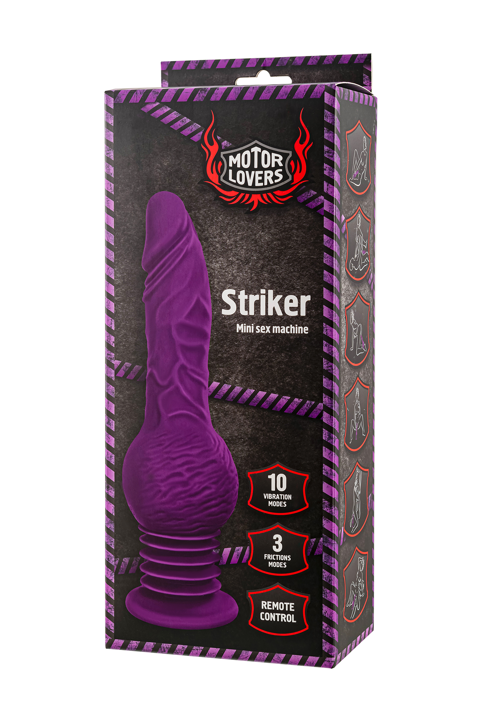 Мини секс-машина Striker с пультом ДУ, MotorLovers by TOYFA, силикон, фиолетовый, 23.5 см