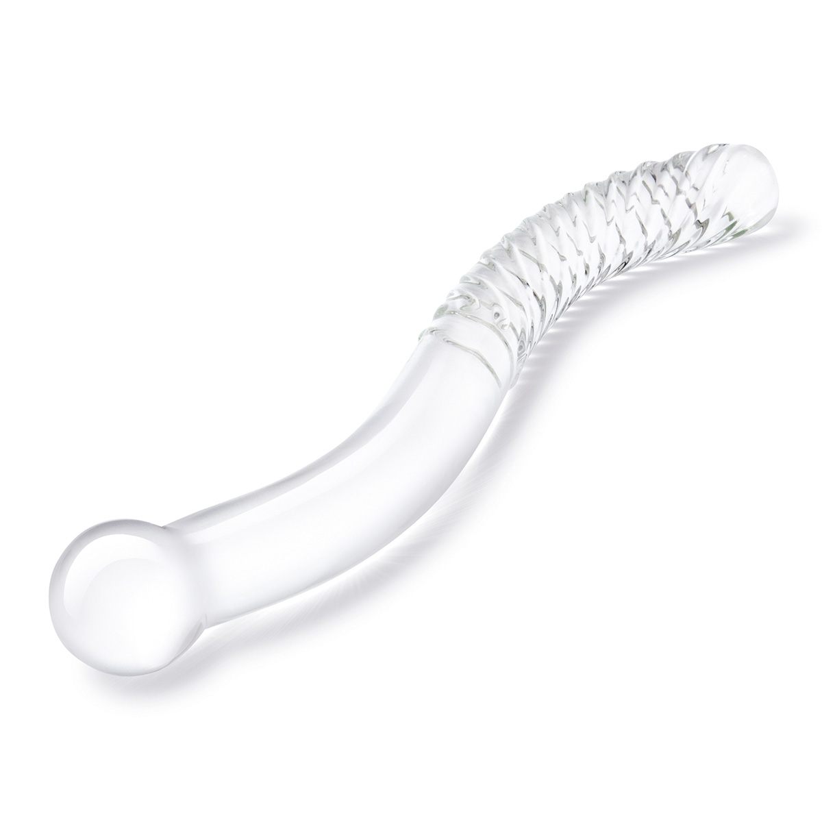 Изящный фаллоимитатор с рельефом 11 in Glass Pelvic Wand Double Ended