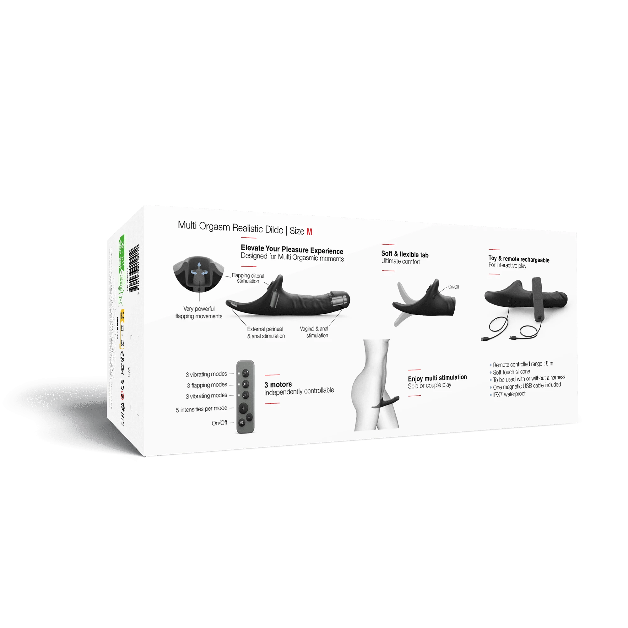 Фаллоимитатор Strap-on-me MULTI ORGASM REALISTIC DILDO с стимуляцией клитора и вибрацией L, черный