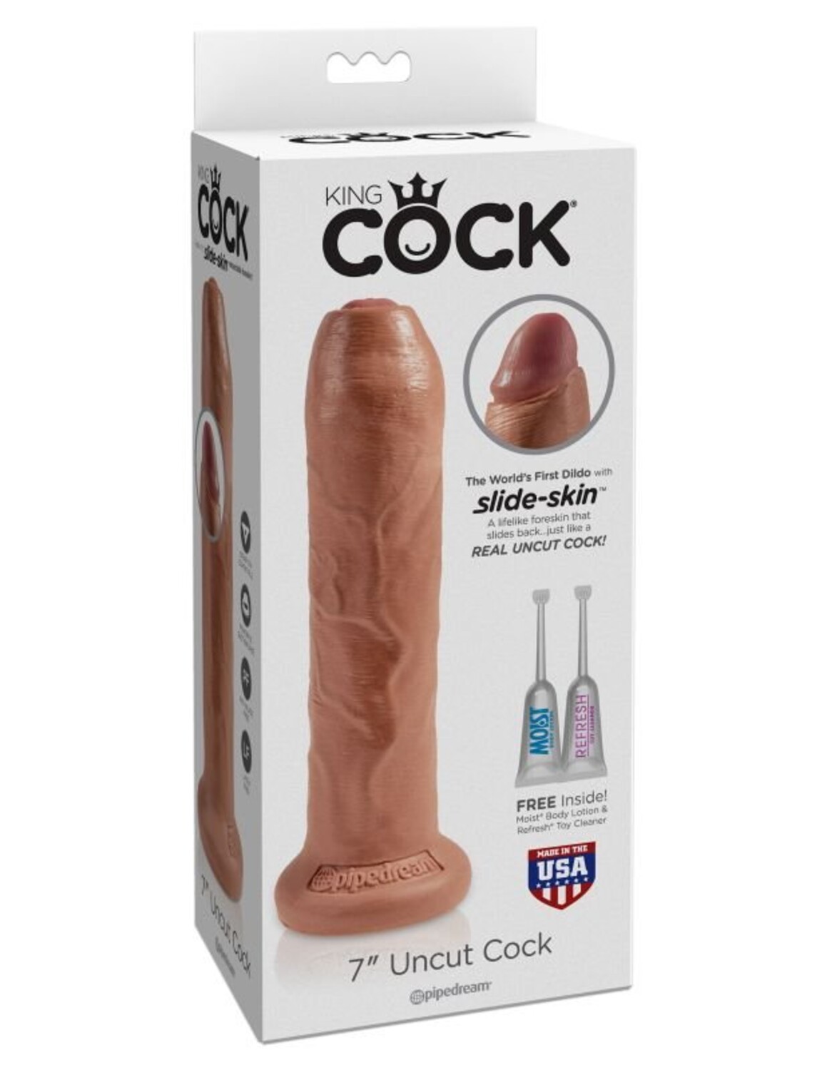 Фаллоимитатор на присоске необрезанный загорелый King Cock 7 Uncut Cock